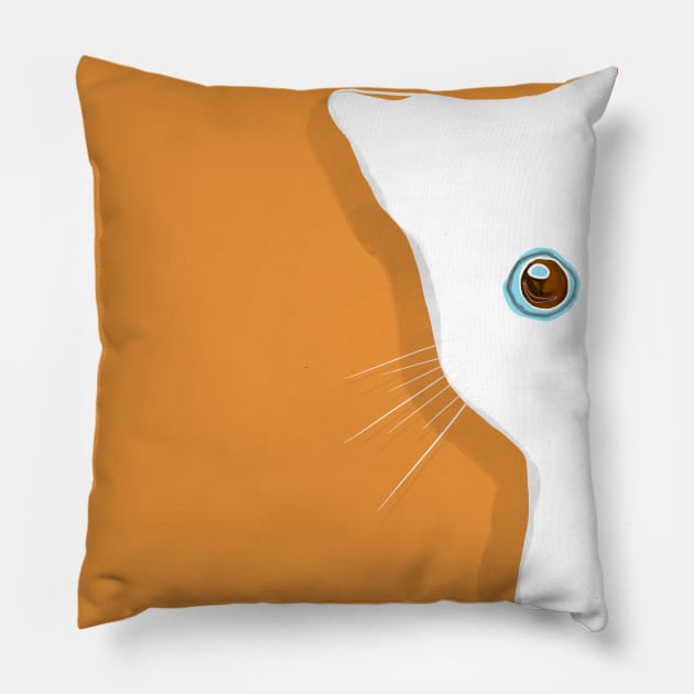 Shy White Cat Pillow by thecolddots