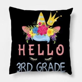 Flowers Unicorn Student Hello 3rd Grade Class Back To School Pillow