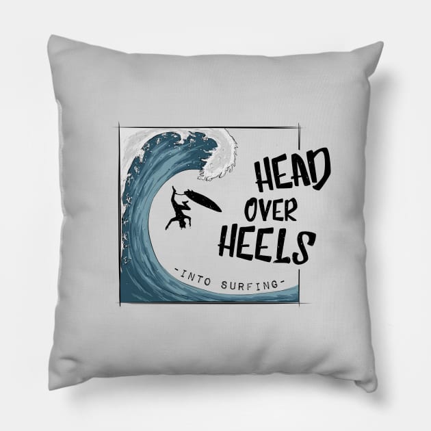 Head Over Heels Into Surfing Pillow by SkizzenMonster