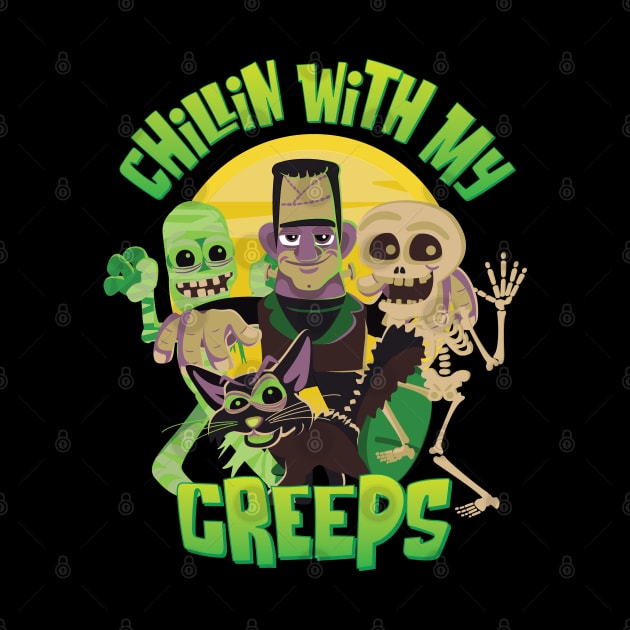 Chillin With My Creeps Halloween Graphic for kids & Adults by Graphic Duster