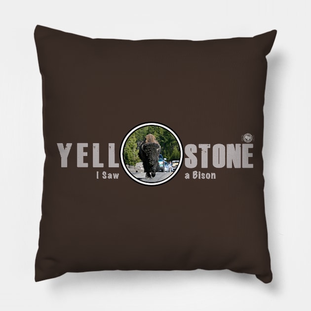 I Saw a Bison, Yellowstone National Park Pillow by Smyrna Buffalo