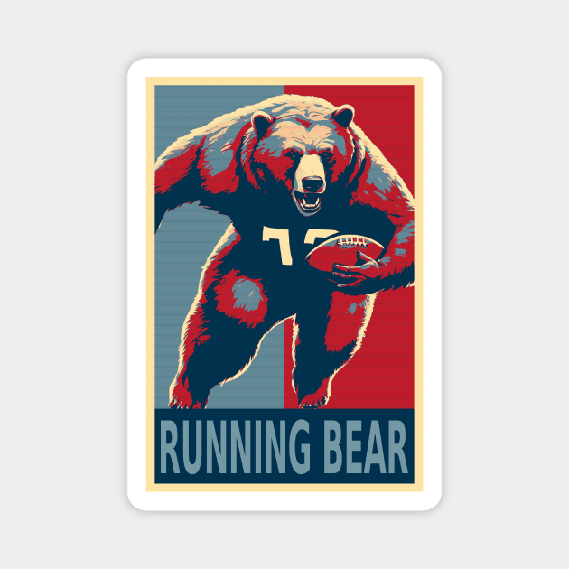 Running Bear (Back) American Football Bear HOPE Magnet by DesignArchitect
