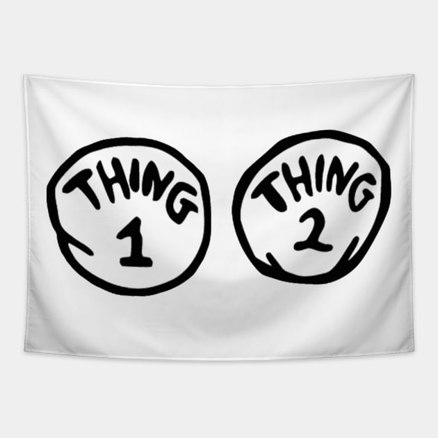 Thing 1 and Thing 2 Tapestry by JAFARSODIK