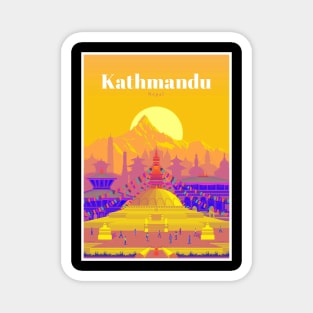 Kathmandu Nepal Vintage Travel and Tourism Advertising Print Magnet