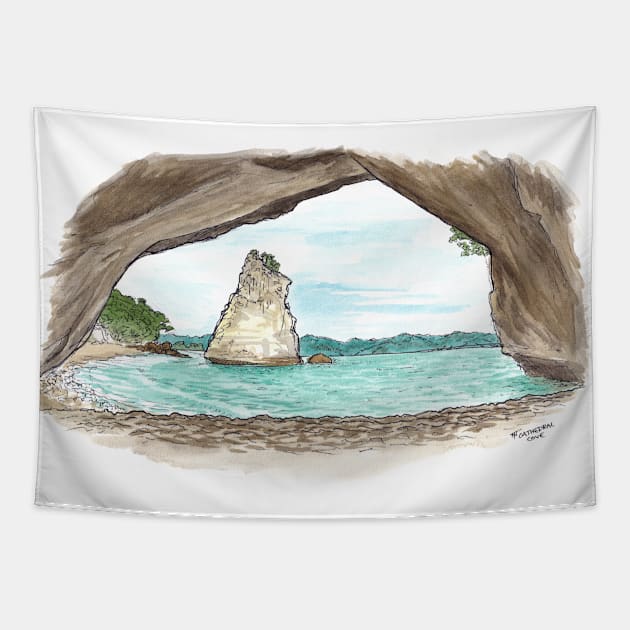 Cathedral Cove - Coromandel Tapestry by tomnapper