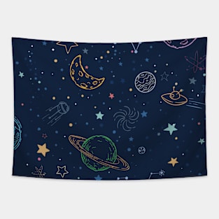 Colorful seamless space pattern Tapestry