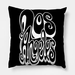 Los Angeles lettering art - chalkboard black and white Pillow