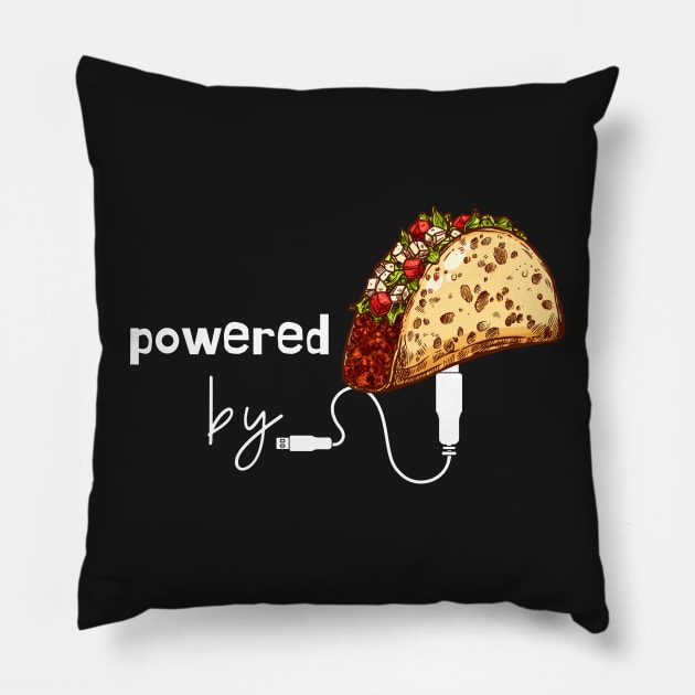 Powered by Tacos Pillow by leBoosh-Designs