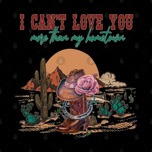 I Can't Love You More Than My Hometown Boots Cowboys Hat Deserts by Merle Huisman