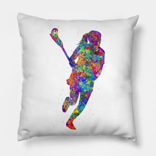 Lacrosse player girl Pillow