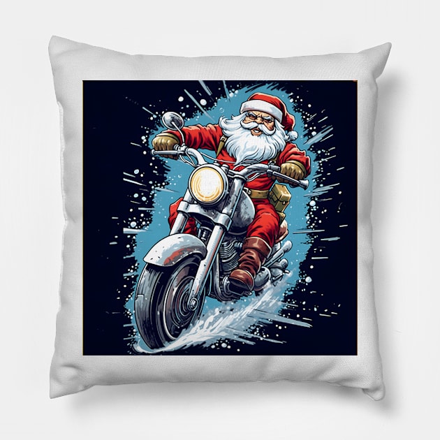 Biker Santa Pillow by MZeeDesigns