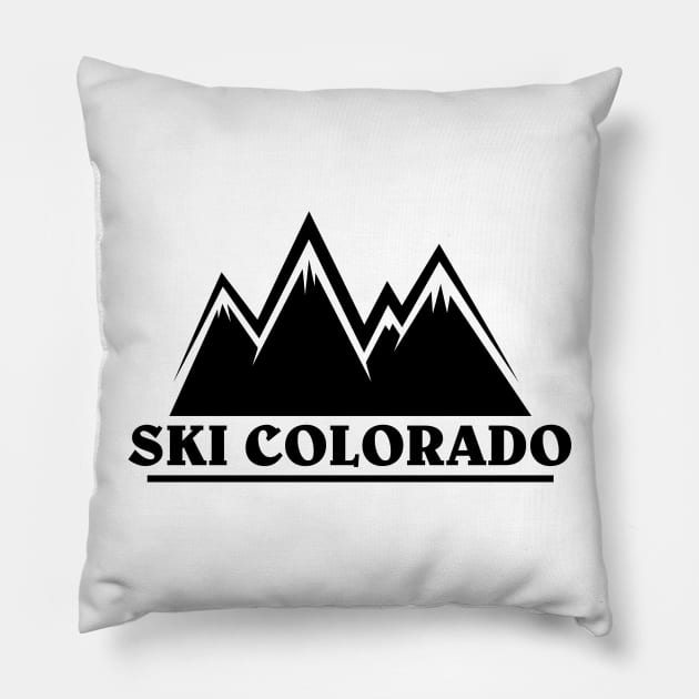 Ski Colorado Mountain Outline Pillow by HolidayShirts