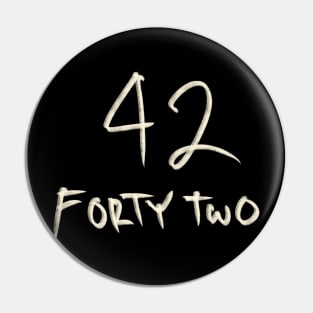 Hand Drawn Letter Number 42 Forty Two Pin