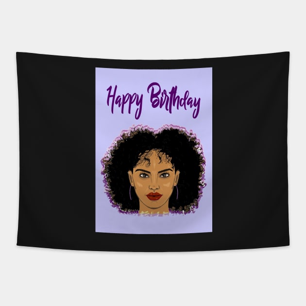 Afro birthday card Tapestry by Happyoninside