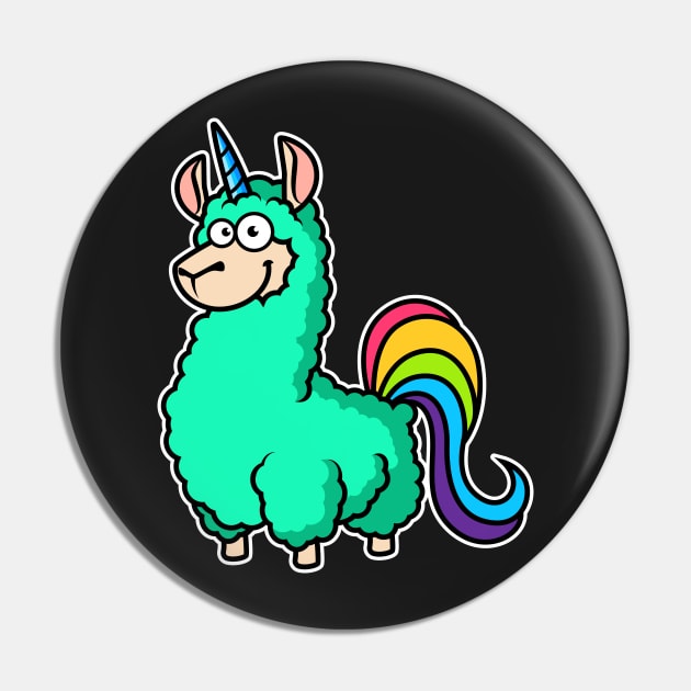 Llamacorn Cute Gift Rainbow Unicorn Llama print Pin by theodoros20
