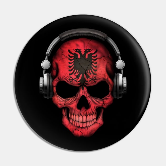 Dark Skull Deejay with Albanian Flag Pin by jeffbartels