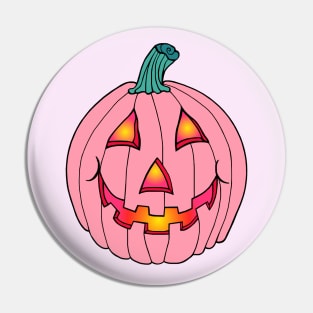 Pink Glowing Jack-O-Lantern Smiling Pumpkin Pin