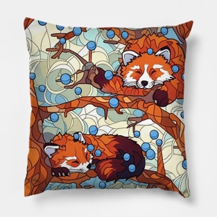 Two cute sleeping red pandas pattern 2 Pillow