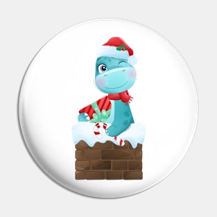 Cute Diplodocus Santa Christmas Dinosaur Pin