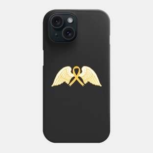 Yellow Awareness Ribbon with Angel Wings 2 Phone Case