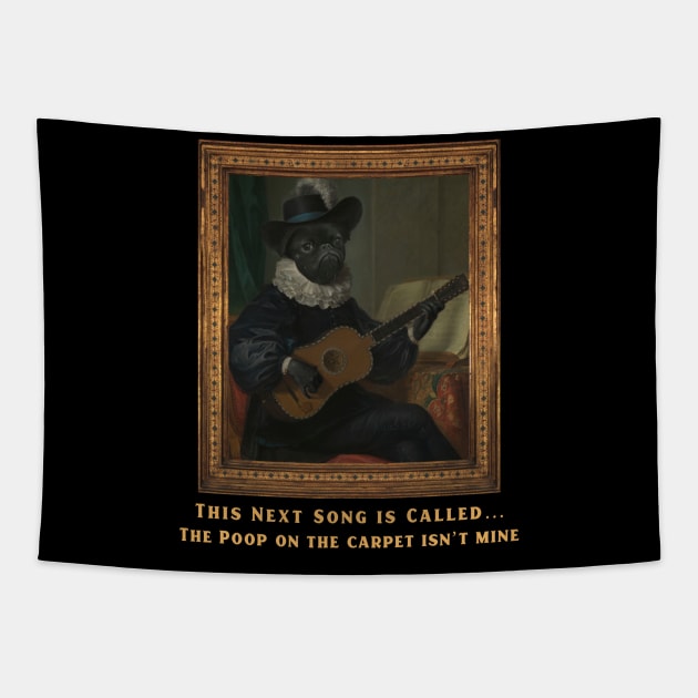 funny dog portrait Pug Tapestry by Tip Top Tee's