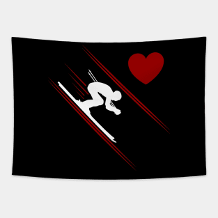 Funny Skier Heart Gift for skiers Tapestry