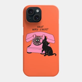 World Domination Black Cat in orange Phone Case