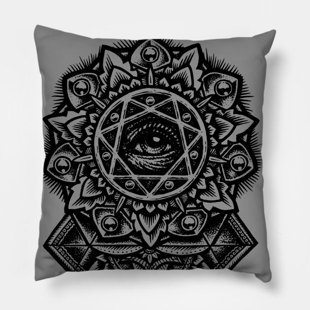 Eye of God Sacred Geometry Mandala Pillow by Roberto Jaras Lira