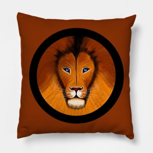 Blue Eyes Lion Face Pillow