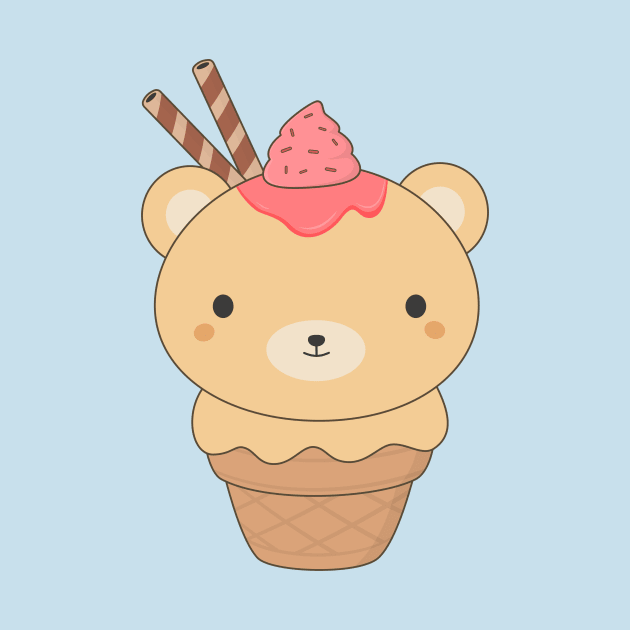 Kawaii Cute Ice Cream Bear T-Shirt by happinessinatee