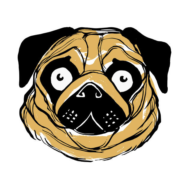 Face of a pug dog ink illustration by bernardojbp