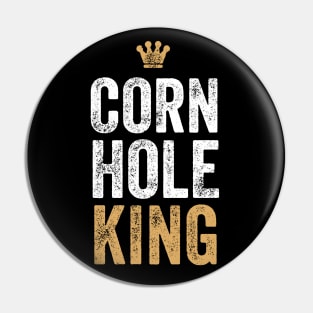 Cornhole King Shirt Bean Bag Toss Winner Champion Pin