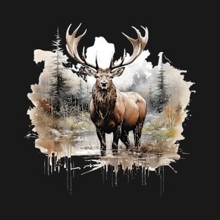 Elk deer nature Scandinavian forest T-Shirt