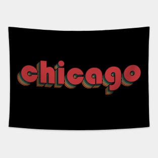 Chicago - Retro Rainbow Typography Style 70s Tapestry