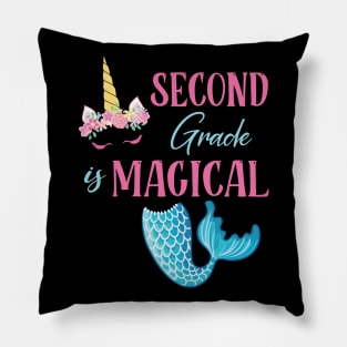 Flowers Unicorn Mermaid Second Grade Magical Student Teacher Pillow