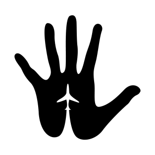 Hand with Airplane Minimalist Design T-Shirt