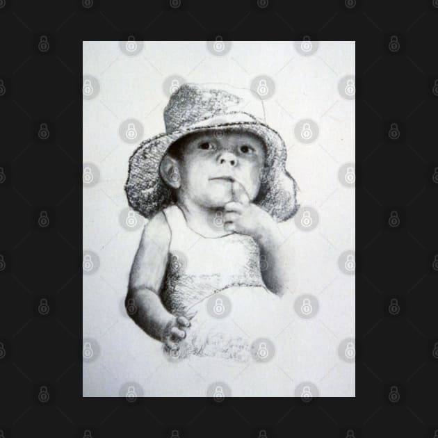 Child in Hat  - Drawing by Avril Thomas - Adelaide Artist by AvrilThomasart
