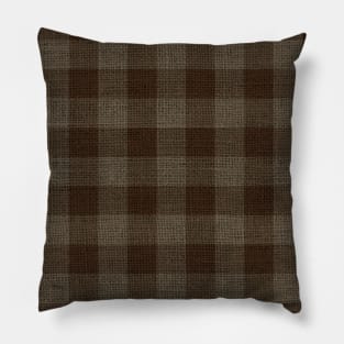 Brown and Beige Checkerboard Plaid Christmas Burlap Cloth Pillow