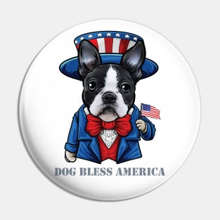 Boston Terrier Dog Bless America Pin