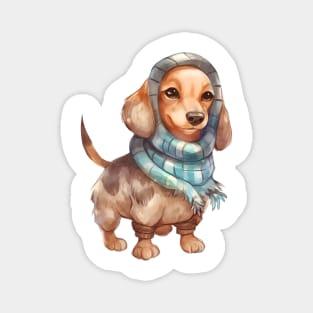 Watercolor Cozy Dachshund Dog Magnet