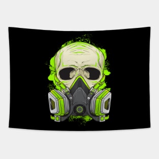 Retro Neon Biohazard Skull Tapestry