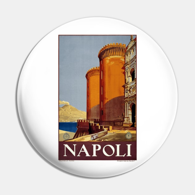 Napoli (Naples), Italy Vintage Travel Poster Design Pin by Naves