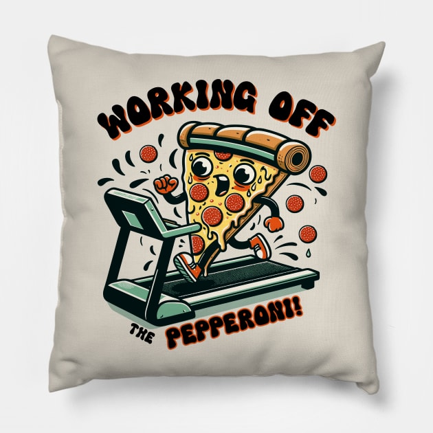 Playful Pizza Treadmill Run - National Pizza Day Pillow by Xeire