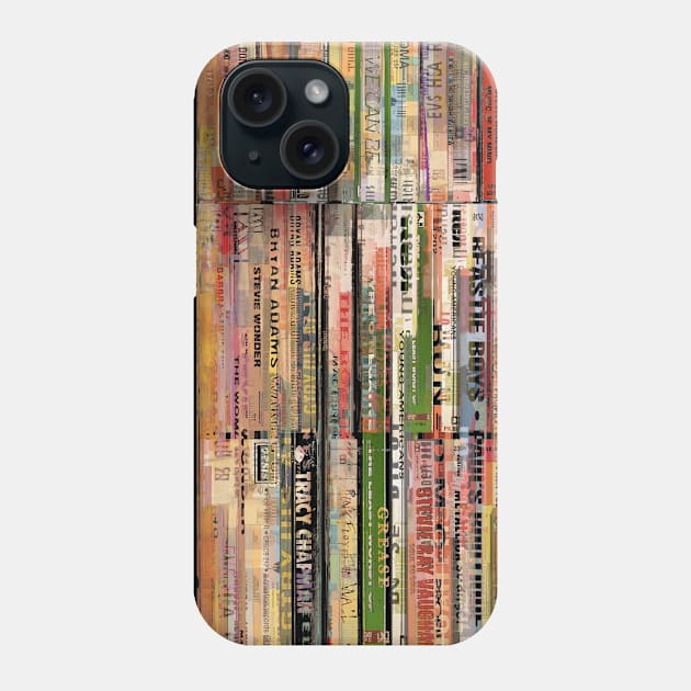 80s retro vintage music tapes mixed media collage art Phone Case by bulografik