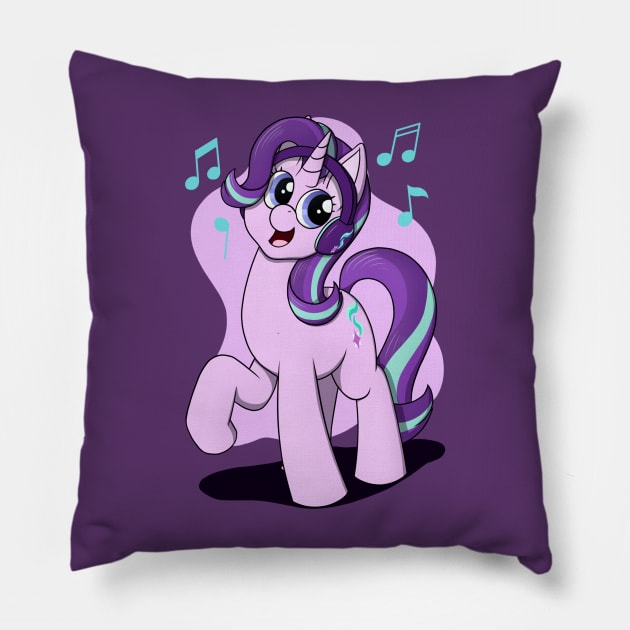 Starlight with Headphones Pillow by Heartbeat Unicorn