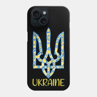 Ukraine and Ukrainian trident in Ukrainian flag colors Phone Case