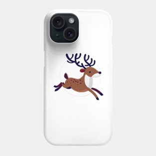 Dark Reindeer Jumping - White Background Phone Case