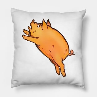 Comic yellow pig jumping Pillow