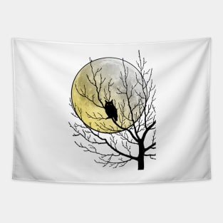 halloween owl in a tree Tapestry