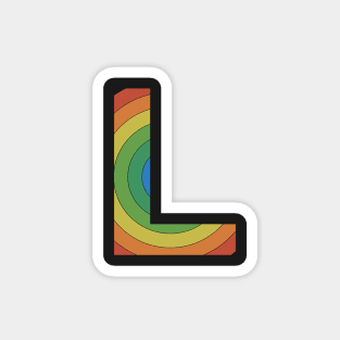 Retro Rainbow 'L' Sticker Magnet